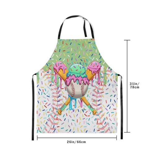 Manfei Baseball Ice Cream Kids Kitchen Apron - color: Green