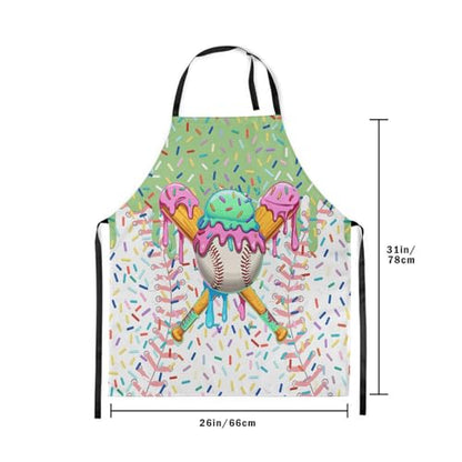 Manfei Baseball Ice Cream Kids Kitchen Apron - color: Green