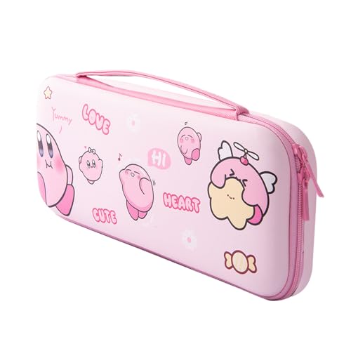 PERFECTSIGHT Switch Carrying Case for Nintendo Switch OLED, Cute Portable Travel Switch OLED Carry Case Inner Protective Storage Bag for NS Console & Accessories (Pink KB) - color: Pink KB