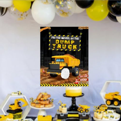 Faccito Construction Party Game Construction Birthday Party Supplies Pin The Wheel on The Dump Truck Game Construct Theme Poster with 24 Pcs Stickers for Decoration Supplies - style: Construction
