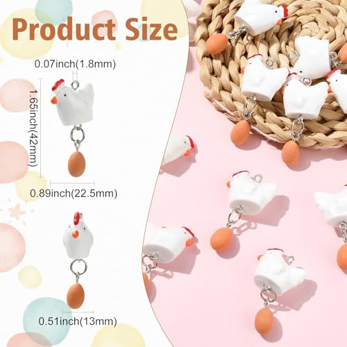 Stiesy Cute Resin Hen with Egg Charms 20Pcs, 3D Farm Animal Chicken Dangle Charm Bulk for Jewelry Making, DIY Craft Projects and Animal Lover Presents - color: Hen with Egg-20pcs
