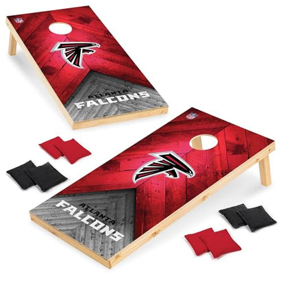 NFL Football 2' x 4' Regulation Size Solid Wood Cornhole Set with Direct Print HD Team Graphics Great Gift for Any Football Fan! Bean Bag Toss Family Outdoor Game
