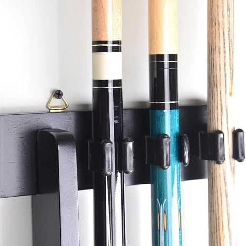 Pool Cue Rack Only, Pool Stick Holder Wall Mount, 6 Pool Billiard Stick + Ball Set Wall Cue Rack, Compact Billiard Table Accessories(71.5cmH)