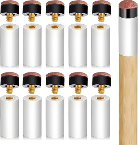 20 Pieces 12mm Pool Cue Tips Slip on Cue Tip Replacement Billiard Cues Tips Screw-on Tips with Pool Cue Stick Ferrules