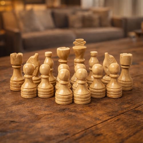 Handcrafted Premium Marble Chess Pieces Set – Elegant 32-Piece Replacement for 12-15 Inch Chess Boards Storage Box (Verona and Grey) - color: Verona and Grey