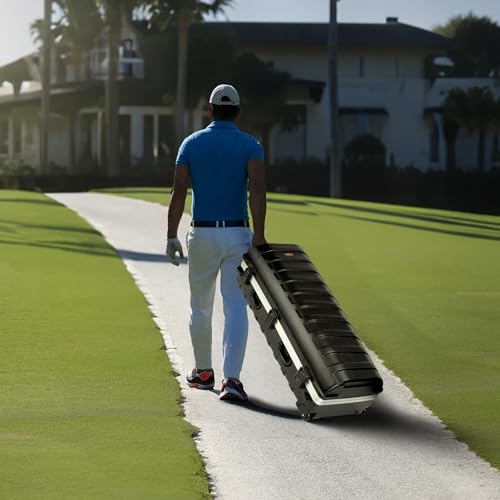 SKB Staff ATA Hard Shell Plastic Golf Travel Case for Cart Bags with 2 Wheels - Heavy-Duty Rolling Club and Driver Carrier for Airline Transport, Impact-Resistant with TSA Locking Latches - size: XX-Large