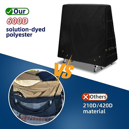 600D Ping Pong Table Cover - Outdoor Waterproof & Windproof, 10.7 x 7.4 Ft Heavy Duty Table Tennis Cover
