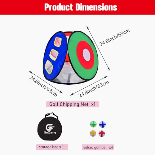 4-in-1 Pop Up Golf Chipping Net – Versatile 4-Sided Design for All Training Scenarios, Portable Indoor/Outdoor Practice Kit, Easy Setup Gift for Golfers & Beginners - size: only 1 4-in-1 Net, style: Only Golf Net