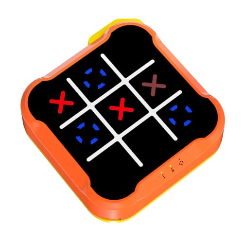 Tic Tac Toe Bolt Game, Handheld Electric Puzzle Game, Gift Ideal for Kids and Adults' Birthday, Electronic Board Games for Educational and Memory Growth, Portable Travel Games for Car Ride - color: Orange