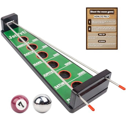 Shoot The Moon Game, Large 17.5 inches,Classic Desktop Games, Solid Wood Board with Metal Ball and Rods, Billiard Style,Retro Balancing Game for Family and Bar (Green)