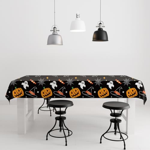 2 Pack Halloween Plastic Table cloths Christmas Plastic Table Covers Disposable Table Cloths for Christmas Party BBQ Picnic TableCovers Oil-Proof TableCloth Ghost Pumpkin Table Covers 54 x 108 in - color: Pumpkin