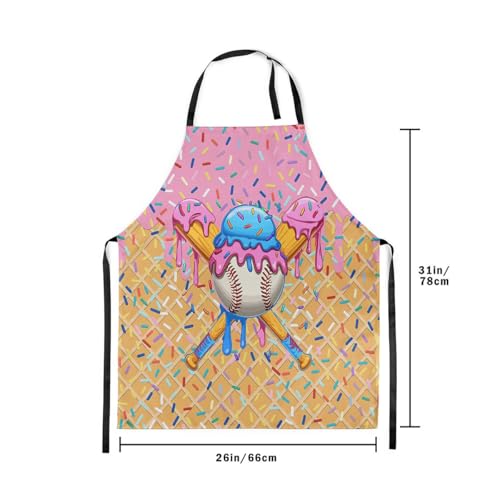 Manfei Baseball Ice Cream Kids Kitchen Apron - color: Light Pink