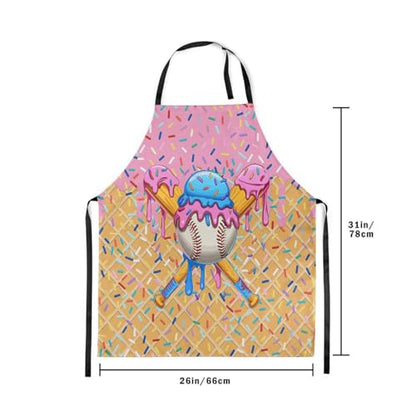 Manfei Baseball Ice Cream Kids Kitchen Apron - color: Light Pink
