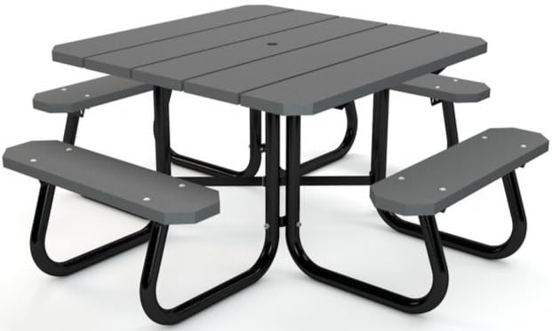Do It Tennis Frog Furnishing Square Outdoor Picnic Table - color: Grey, size: 4' ADA