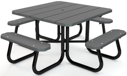 Do It Tennis Frog Furnishing Square Outdoor Picnic Table - color: Grey, size: 4' ADA