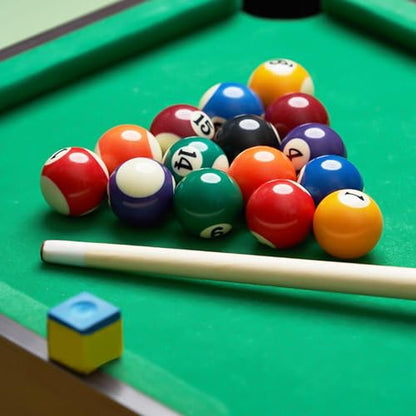 Mini Pool Table Set for Kids, 20.47x11.42x3.94 Inch Wooden Billiard Table with 16 Balls, 2 Cue Sticks, Chalk, Triangle Rack, Office Use for Girls Adults Children