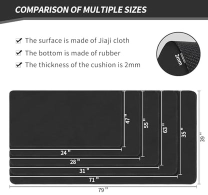 Large Tabletop Game Playmat,Poker Mat，Water and Stain Resistant Non-Slip Desk Mat,Mahjong Mat,Card and Roleplaying Games MAT Thick Stitched Edge Cushioned Rubber Mat(120 * 60cm*2mm) Black - color: Black, size: 120 x 60 x 0.2 cm
