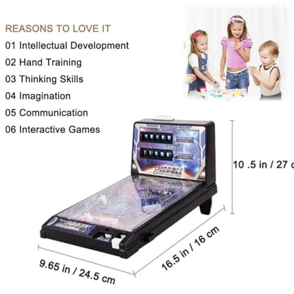 Arcade Electronic Pinball Machine for Home, Desktop Ball Shooting Toy with Lights Sounds and Scorer, Retro Mini Pinball Machine Gifts, Tabletop Pinball Kit for Kids