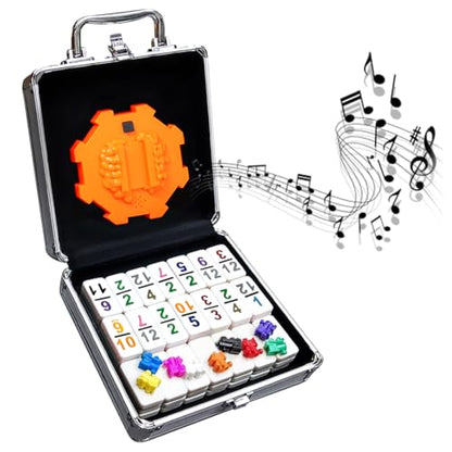 Yinlo Mexican Train Dominoes Set, Hub with Real Train Sound, Double 12 Colored Number - style: Classic NUMBER DOMINOES WITH ORANGE HUB