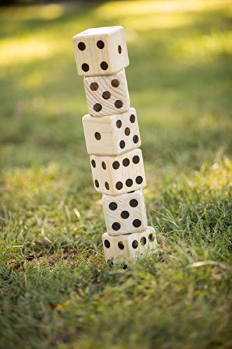 TRIUMPH Giant Wooden Lawn Dice - Includes 6 Large Lawn Dice, Dry-Erase Scorecards, Markers and Carry Bag