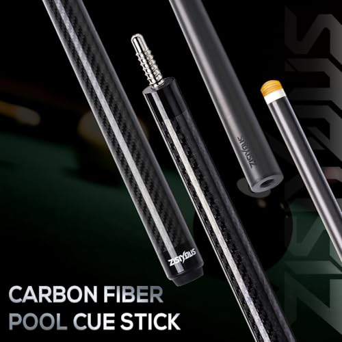 58" Carbon Fiber Pool Cue Stick 19-20oz Low Deflection Billiard Cue | Premium 3K Twill Butt, 12.5mm 8-Layer Pigskin Tip, 3/8-8 Stainless Joint, Hard Case, Adult Tournament & Home Players