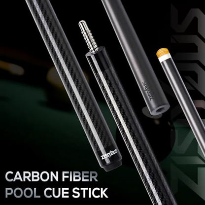 58" Carbon Fiber Pool Cue Stick 19-20oz Low Deflection Billiard Cue | Premium 3K Twill Butt, 12.5mm 8-Layer Pigskin Tip, 3/8-8 Stainless Joint, Hard Case, Adult Tournament & Home Players