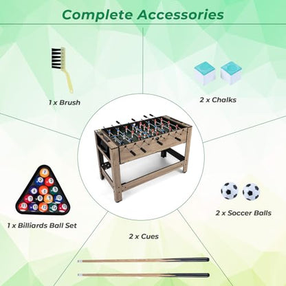 GYMAX 2-in-1 Swivel Multi Game Table, Foosball & Billiard Combo Game Table with Complete Accessories, Premiun Material, Space-Saving for Family Nights Home Office Game Room