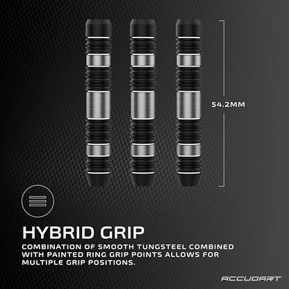 Accudart Soft Tip Dart Set 4.0 – Tungsteel Barrels, Round‑Groove Grip, Polycarbonate Shafts, Standard Flights, Pocket Wallet Storage – Ideal for Electronic Dartboards