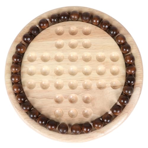 Gothink Solid Wood Solitaire Game, Classic Handcrafted 9'' Wooden Solitaire Board, 33 Smooth Wooden Balls, Single Strategic Mind Game for Kids and Adults - style: Solitaire Game