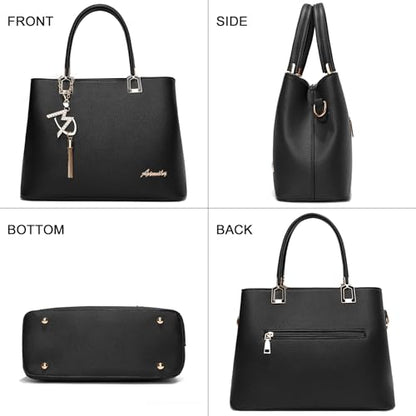 Womens Purses and Handbags Shoulder Bags Ladies Designer Top Handle Satchel Tote Bag - color: Lizi Black