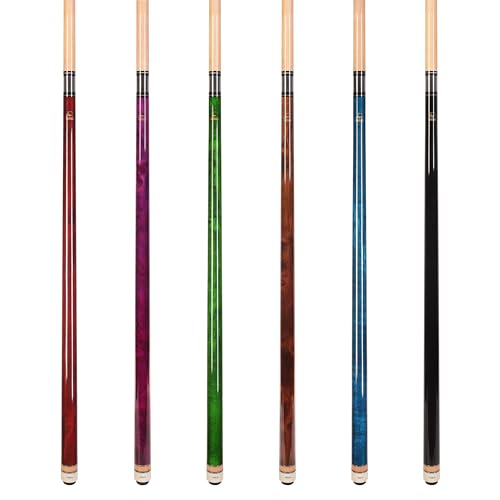 ASKA Set of Wrapless 2-Piece Billiard Pool Cue Sticks L3, 58" Hard Rock Canadian Maple, 13mm Hard Leather Tip, Mixed Weights and Colors - style: Set of 6 Sticks