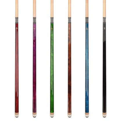 ASKA Set of Wrapless 2-Piece Billiard Pool Cue Sticks L3, 58" Hard Rock Canadian Maple, 13mm Hard Leather Tip, Mixed Weights and Colors - style: Set of 6 Sticks