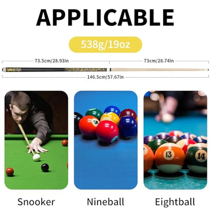 LOTKEY Pool Cue Stick,58"/52"/48"/42" Pool Cue Set of 4/2/1 Billiard Cues Sticks for Professional,Pool Sticks for Adults 14 15 19 20 21oz House Bar with 2 Billiard Chalk - color: 58in 19oz pool cues set of 1
