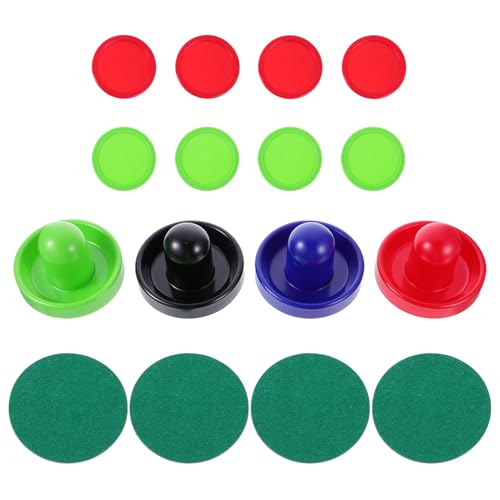 Air Hockey Table Replacement Accessories Plastic Pushers and Pucks with Felt Bottom Pads Fast Gliding Plastic Air Hockey Puck and Pusher Kit for Game Tables