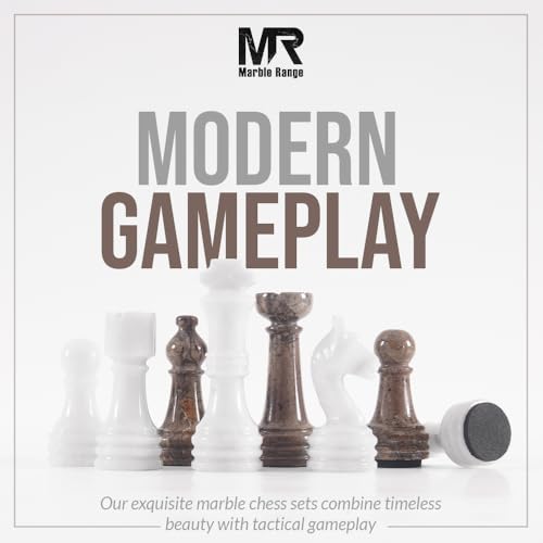 Marble Chess Set 15" Inches White and Oceanic with Storage Box and 2 Extra Queen Handmade Classic Board Games for Adults, Luxury Marble Chess Board & Chess Pieces for Gifts - color: White & Oceanic