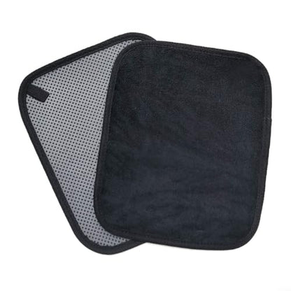 FABULETTA Microfiber Bowling Ball Cleaning Towel with Grip Beads, 10x8 Inch Reusable Pad for Removing Lane Oil and Dirt, Soft Non-Scratch Accessory for Gym(Black) - color: Black