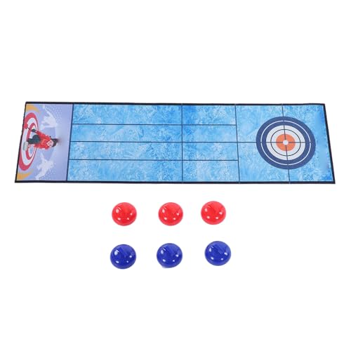 Fockety Tabletop Curling Game, Portable Curling Board Game Set Foldable Mat Desktop Toy for Travel Parties Gathering