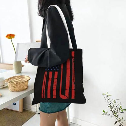 NIENIE Disk Golf Usa Flag Tote Bag for Women Shopping Bags Reusable Large Capacity Casual Shoulder Handbags DIY Gift Bags Cute Canvas Tote Bag
