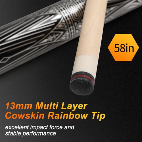 Pool Cues Stick,3 in 1 Adjustable Maple Pool Cue Stick Sets Cue Sticks 58 inch Pool Cues Adult Canadian Maple Wood Billiard Stick with Carry Case Joint Protective Cover - color: 19 20 21oz