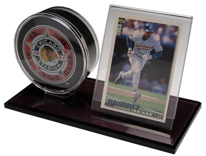 Acrylic Hockey Puck and Card Display Case | Acrylic Holder | Black Base and Clear Viewing Display Case | Protection & Elegant Design