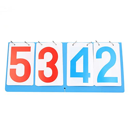 4 Digit Scoreboard Blue Red Number Portable Tabletop Flip Score Keeper for Volleyball Basketball