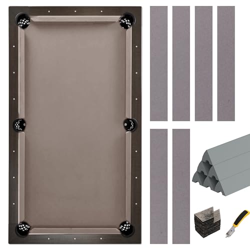 Pool Table Felt and Bumper Kit Felt for Billiard Cloth with Pool Table Bumpers and Cushions Facing, 6 Pcs Cloth Strips and Staple Remover - color: Grey, size: 8.5FT Over Size + 48'' Bumpers