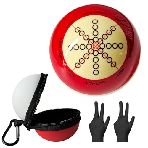6 Dots Cue Ball With Case,Training Billiard Ball,2-1/4" Practice Training Artifact,Pool Cue Ball with Six Dots,Three Finger Gloves and Billiard Ball Bag - color: Training Artifact