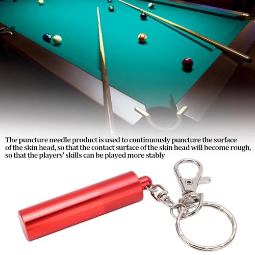 Billiard Cue Tip Tool with Keychain – Billiard Pool Snooker Stick Shaper Cue Tip Pick Pricking Pin Grinding Repair Tool for Snooker Pool Cue Tips - color: Red