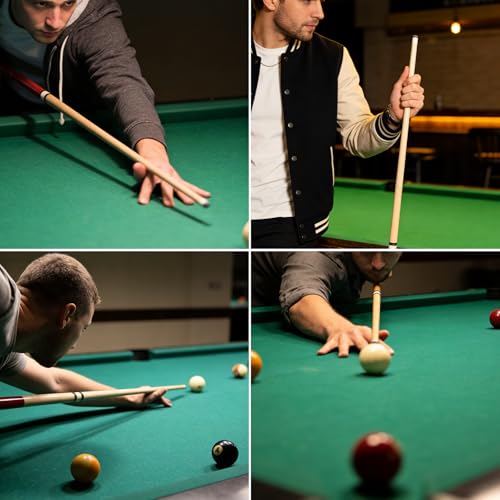 58" Pool Cue Stick Set, 2-Piece Birch Wood Billiard Cues with 13mm Leather Tips, 20oz House Cue Sticks for Home Pool Tables, Bars & Casual Play - size: 58" Set of 6