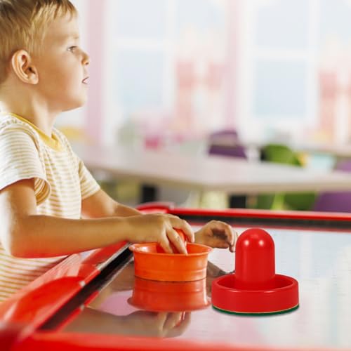 POPETPOP 1 Set Air Hockey Pushers and Pucks, Air Hockey Goal Handles Pushers, Goal Handles Paddles Replacement Accessories for Game Tables (2 Strikers, 4 Pucks)