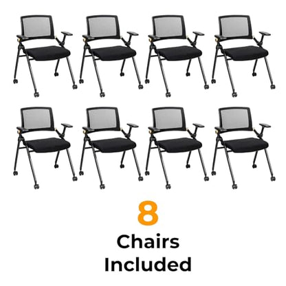 Triton Premium Foldable Poker Table with 8 Chairs - Soft-Padded Armrest, Individual Cup Holders, Portable Mat- Crafted with Durable Materials, Long-Lasting Poker Table for 8 Players - size: 8 Player with 8 Chairs