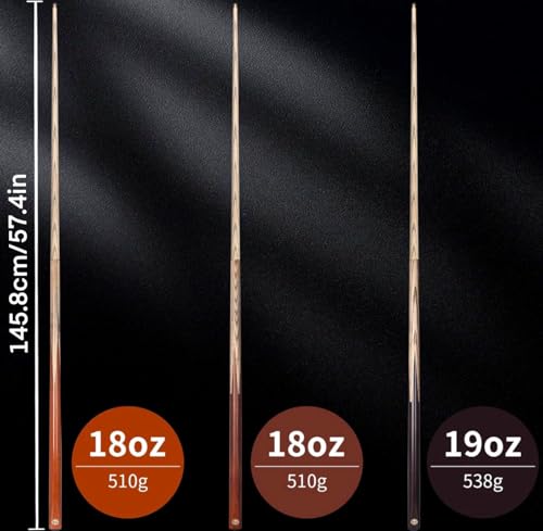 Kmise 57 inch Pool Cue, 19oz Cue Stick with 9.5mm Professional Tip, Handcraft, Made of Chacate Preto Wood, Bar or House Use for Men or Women, Pool Sticks for Adults (3 Sets)