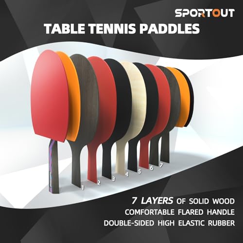 Sportout Ping Pong Paddles Sets-Portable Table Tennis Paddle withStorage Case Premium Table Tennis Racket for Indoor & Outdoor Games