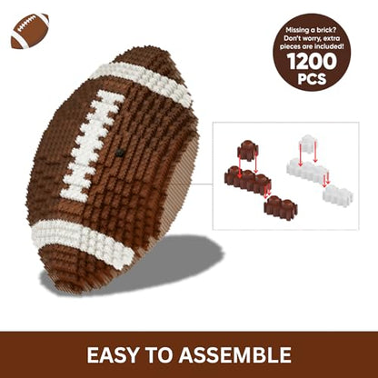 Football 3D Building Block Set - Educational Toy - Perfect for +14 Years - 11 x 6.7 in - Challenging, Creative Fun and Skill-Building - 3D Instruction (1200PCS)